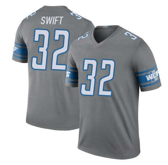 Men's Detroit Lions #32 D'Andre Swift 2021 Gray Vapor Untouchable Limited Stitched Jersey Men's Detroit Lions #32 D'Andre Swift 2021 Gray Vapor Untouchable Limited Stitched Jersey